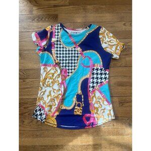 Fama Zee by Donati Vittorio Womans Shirt  Colorful uv quick dry golf NWT Size S